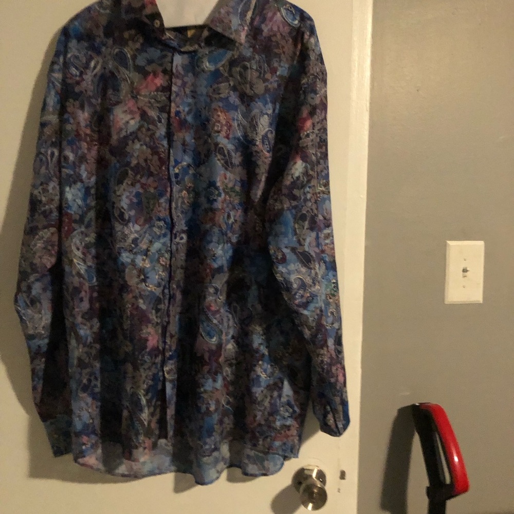 Izod Blue and Purple Casual Button Down Shirt